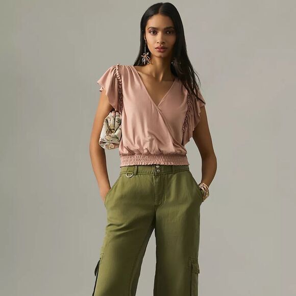 Anthropologie • Silky Deep-V Top - Picture 3 of 5